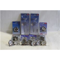 BOX OF VARIOUS NEW COMMERCIAL THERMOMETERS