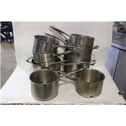 LOT OF 10 STAINLESS STEEL SAUCE PANS