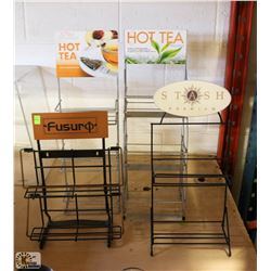4 VARIOUS TEA-PRODUCT DISPLAY RACKS