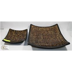 2PC CURVED SQUARE MOSAIC CENTERPIECE BOWL SET