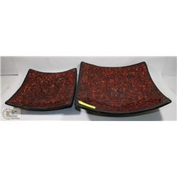 2PC CURVED SQUARE MOSAIC CENTERPIECE BOWL SET