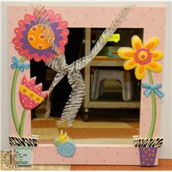 23"X25" CHILDS HANGING FLOWER MIRROR.