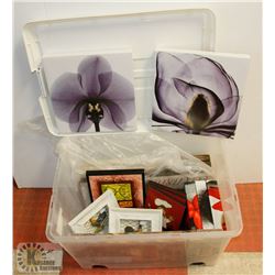 TOTE OF ASSORTED PICTURES & WALL ART