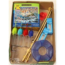 BOX W/NEW FOLK ART VANCOUVER PUZZLE,