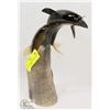 Image 1 : HAND CARVED DOLPHIN FIGURINE FROM BULL HORN