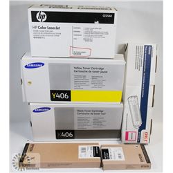 BOX OF ASSORTED INKJET INK AND TONERS  AND MORE