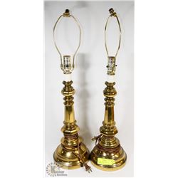 PAIR OF VINTAGE BRASS TABLE LAMPS 27" TALL