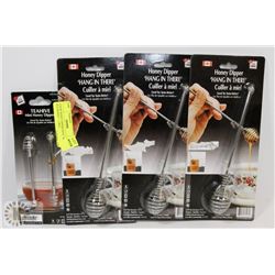 4 NEW HONEY DIPPER SETS " MADE IN CANADA " - 3 REG