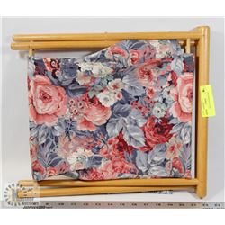 WOOD AND CLOTH KNITTING BASKET