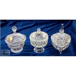 BOX OF CRYSTAL AND GLASS CANDY DISHES