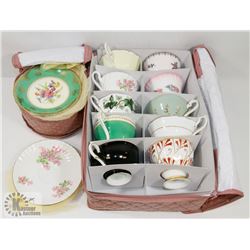 SET OF 12 ASST. BONE CHINA TEA CUPS /W SAUCERS