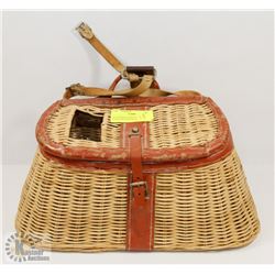 OLD WICKER FISHING CREEL MADE IN BRITISH HONG KONG