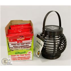 LOT OF 12 FRUIT FLY REFILLS AND SOLAR LIGHT