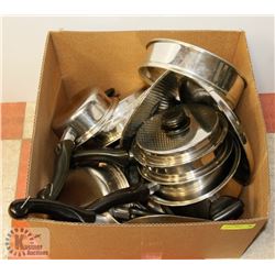BOX OF POTS AND PANS