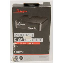 NEW ROCKETFISH 2 OUTPUT HDMI SPLITTER 4K ULTRA