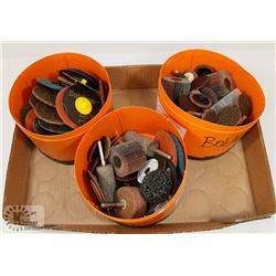 FLAT OF ASSORTED CUTTING, SANDING, GRINDING WHEELS