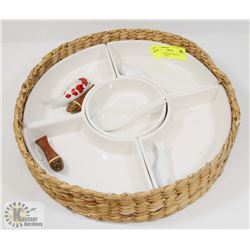 6 SECTION SERVING TRAY IN WICKER BASKET
