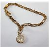 Image 2 : 6)  GOLD TONE 7"  FIGARO STYLE BRACELET