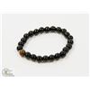 Image 1 : #74-NATURAL BLACK AGATE & TIGER EYE BEAD BRACELET