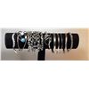 Image 1 : 10)  LOT OF 9  SILVER TONE ASSORTED BRACELETS