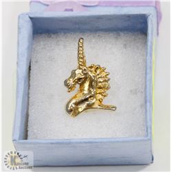 GOLD TONE UNICORN NECKLACE CHARM