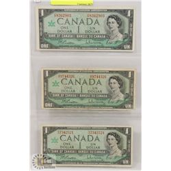 LOT OF 3 CANADA  $1 BILLS 1967