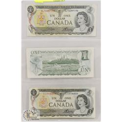 LOT OF 3 CANADA  1973 $1 BILLS