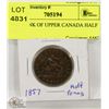 Image 1 : 1857 BANK OF UPPER CANADA HALF PENNY