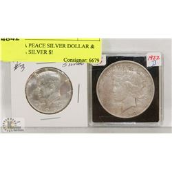1922 USA PEACE SILVER DOLLAR & 1967 USA SILVER $!