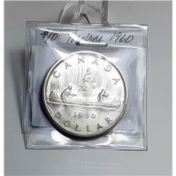 7) SILVER 1960 CANADIAN $1.00 COIN