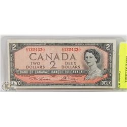 1954 CANADIAN $2 DOLLAR BILL.