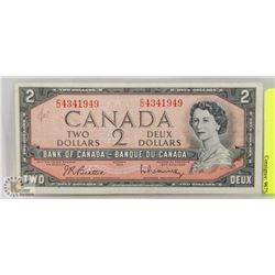 1954 CANADIAN $2 DOLLAR BILL.