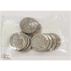 BAG OF US INDIAN BUFFALO 5 CENT COINS.