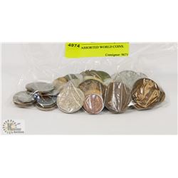 BAG OF ASSORTED WORLD COINS.