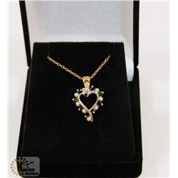 #118-NATURAL BLUE SAPPHIRE & CZ PENDANT NECKLACE