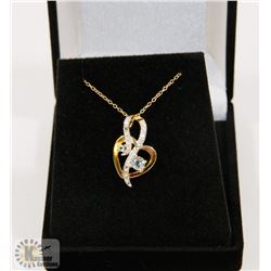 #125- NATURAL BLUE TOPAZ & CZ PENDANT NECKLACE