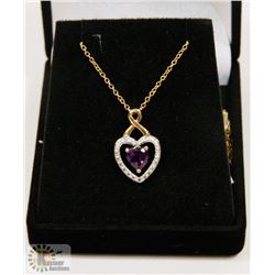 #108-NATURAL  AMETHYST & CZ PENDANT NECKLACE