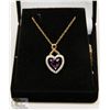 Image 1 : #108-NATURAL  AMETHYST & CZ PENDANT NECKLACE