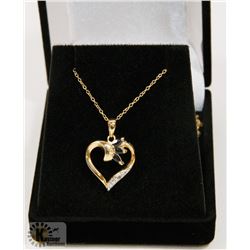 #121-NATURAL BLUE SAPPHIRE & CZ PENDANT NECKLACE