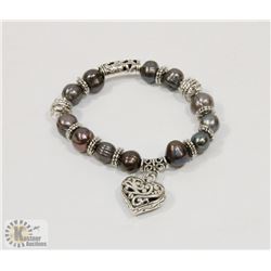 #55-FRESH WATER PEARL WITH HEART SHAPE BRACELET