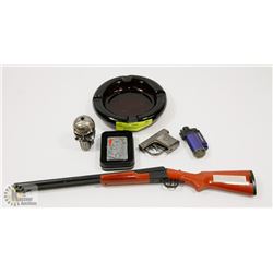 LOT OF 5 LIGHTERS ALL WORKING EXCEPT PISTOL WITH