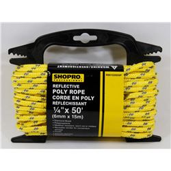NEW! REFLECTIVE YELLOW POLY ROPE ¼" x 50'