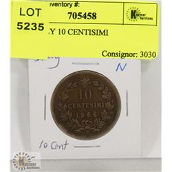 1866 ITALY 10 CENTISIMI