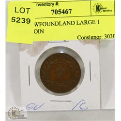 1929 NEWFOUNDLAND LARGE 1 CENT COIN