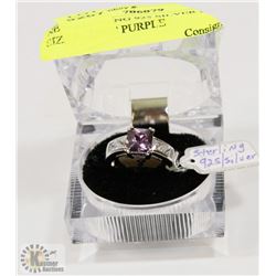 NEW STERLING 925 SILVER RING SIZE 8 CUBIC PURPLE
