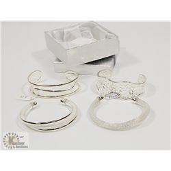 NEW 4 PCS SILVER PLATED WOMEN BANGLE BRACELETS