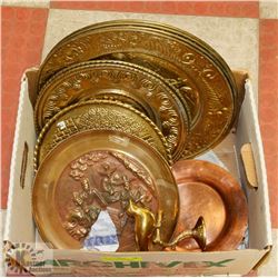 LOT OF ASSORTED BRASS INCL CARDINAL BIRD ORNAMENT,