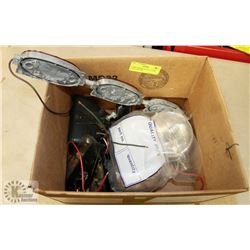 3 NEW CHROME LIGHTS, 1 WORK LIGHT AND ONE