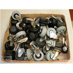 LOT OF 32 CASTER WHEELS INCL 1-3/4" AND 1-1/2".