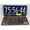 Image 1 : 1972 & 1973 ALBERTA LICENSE PLATES.